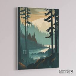 "Artery8 Great Bear Rainforest Misty Sunrise Canvas Wall Art Print in Blue - Size: W18"" x H24""" - thumbnail 2