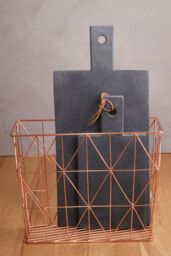 Orsina Functional Copper Finish Zigzag Wire Basket, Stylish Wireframe Basket For Kitchen, High Quality Basket in Gold - thumbnail 5