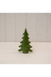 KDMD Small Dimpled Green Ceramic Christmas Tree Ornament in Dark Green