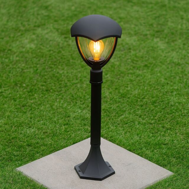 CGC Lighting CGC POPPY Black Curved Post Bollard Coach Lantern Outdoor Garden Light - Size: Large - image 1