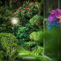 CGC Lighting CGC POPPY Black Curved Post Bollard Coach Lantern Outdoor Garden Light - Size: Large - thumbnail 3