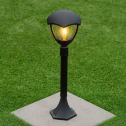CGC Lighting CGC POPPY Black Curved Post Bollard Coach Lantern Outdoor Garden Light - Size: Large - thumbnail 1