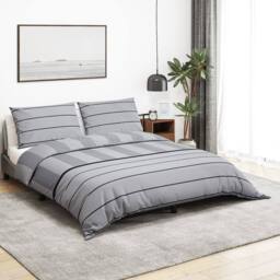 Berkfield Home Elegant Duvet Cover Set Grey 200x200 cm Cotton - thumbnail 2