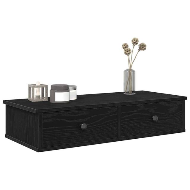 Berkfield Home Wall Shelf with Drawers Black 80x31x17 cm Engineered Wood - Size: 80 x 31 x 17 cm - image 1
