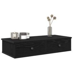 Berkfield Home Wall Shelf with Drawers Black 80x31x17 cm Engineered Wood - Size: 80 x 31 x 17 cm - thumbnail 1
