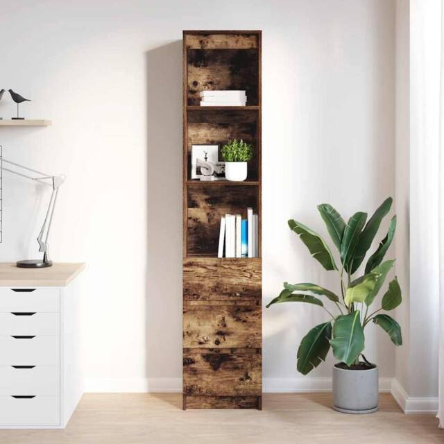 Berkfield Home Highboard Smoked Oak 37.5x35x180 cm Engineered Wood in Brown - image 1