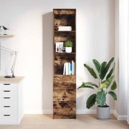 Berkfield Home Highboard Smoked Oak 37.5x35x180 cm Engineered Wood in Brown - thumbnail 1