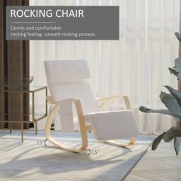 HOMCOM Rocking Chair Recliner Armchair with Adjustable Footrest, Cream White - thumbnail 4