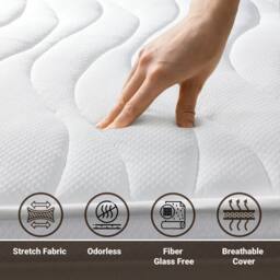 The White Stone Pocket Spring & Memory Mattress, 20cm high - 80 x 195 cm in White - Size: Small Single - thumbnail 7