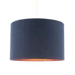 Happy Homewares Modern Textured Cotton Lamp Shade with Brushed Gold Inner Lining in Midnight - Size: 12 inches - thumbnail 2