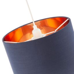 Happy Homewares Modern Textured Cotton Lamp Shade with Brushed Gold Inner Lining in Midnight - Size: 12 inches - thumbnail 4