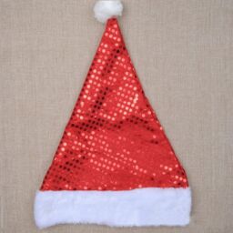 Shatchi 2pcs Deluxe Santa Father Christmas Hat with Sequin Fancy Dress Costume Accessories Celebration Outfit in Red - thumbnail 3
