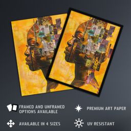 "Artery8 Abstract African Woman Portrait Futuristic Ochre Wall Art Print in Mustard - Size: W12"" x H16""" - thumbnail 2