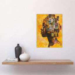 "Artery8 Abstract African Woman Portrait Futuristic Ochre Wall Art Print in Mustard - Size: W12"" x H16""" - thumbnail 4
