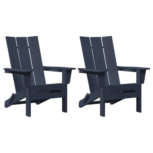 Berkfield Home Foldable Adirondack Chairs 2 pcs Navy Blue 74.5x80.5x90 cm HDPE - image 1