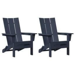 Berkfield Home Foldable Adirondack Chairs 2 pcs Navy Blue 74.5x80.5x90 cm HDPE - thumbnail 1