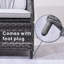 Direct Wicker Bistro Set, Table with 5mm Toughened Glass Top, 2-Piece Aluminium Rattan Chairs, Grey - Size: 2 Pack - thumbnail 5