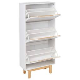Wyld and Coco White MDF 3-Compartment Wall-Mounted Shoe Cabinet - thumbnail 4