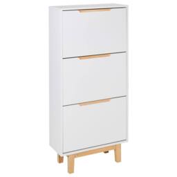 Wyld and Coco White MDF 3-Compartment Wall-Mounted Shoe Cabinet - thumbnail 2