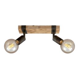 BRILONER Gunmetal Wood 2xE27 25W Requires Bulb Spotlight in Grey