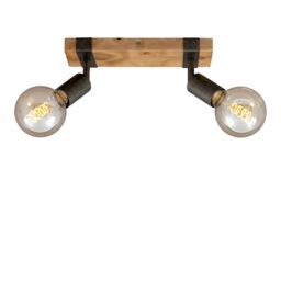 BRILONER Gunmetal Wood 2xE27 25W Requires Bulb Spotlight in Grey - thumbnail 4