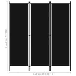 Berkfield Home 3-Panel Room Divider Black 150x180 cm - thumbnail 6