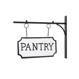 Melody Maison Black & White Metal Wall Mounted Hanging Pantry Sign - thumbnail 1
