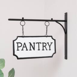 Melody Maison Black & White Metal Wall Mounted Hanging Pantry Sign - thumbnail 3