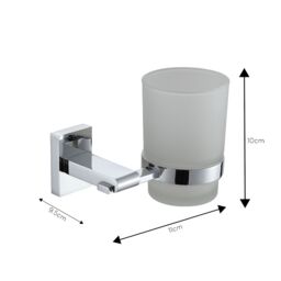 Showerdrape Unity Chrome Stainless Steel & Frosted Glass Wall Mounted Toothbrush Holder in Silver - thumbnail 2