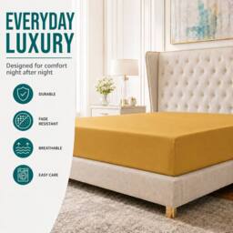Grace Premium Microfiber 40cm Extra Deep Pocket Fitted Sheets in Gold - Size: Single Fitted - thumbnail 7