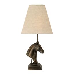 Loops Table Lamp Horse Bust Tapered Square Hessian shade. Bronze Patina LED E27 40w