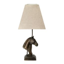 Loops Table Lamp Horse Bust Tapered Square Hessian shade. Bronze Patina LED E27 40w - thumbnail 2