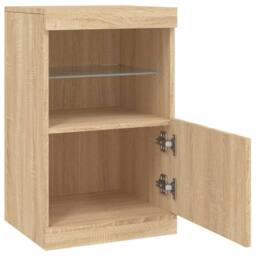 Berkfield Home Sideboard with LED Lights Sonoma Oak 41x37x67 cm in Brown - Size: 41 x 37 x 67 cm - thumbnail 7