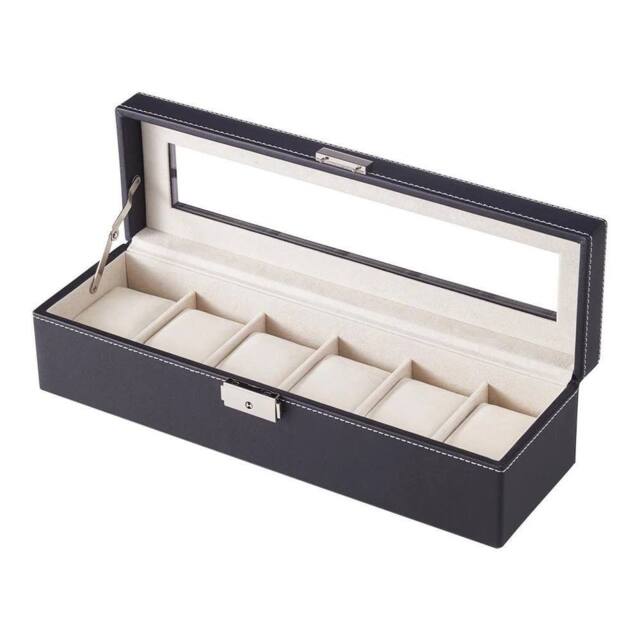 Kelvenix 6-Slot Lockable Watch Display Box in Black - image 1