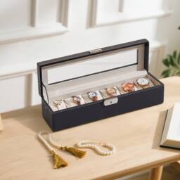 Kelvenix 6-Slot Lockable Watch Display Box in Black - thumbnail 4
