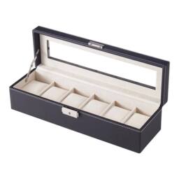 Kelvenix 6-Slot Lockable Watch Display Box in Black