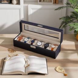 Kelvenix 6-Slot Lockable Watch Display Box in Black - thumbnail 5