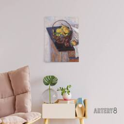 "Artery8 Still Life The Basket of Fruit Bonnard Canvas Wall Art Print - Size: W18"" x H24""" - thumbnail 3