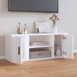 Berkfield Home TV Cabinet White 100x35x40 cm Engineered Wood - Size: 100 x 35 x 40 cm - thumbnail 1