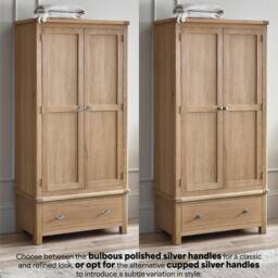 Cheshire Premium Hudson Limed Oak 2 Door & 1 Drawer Wardrobe in Limed Oak in Light Oak - thumbnail 6