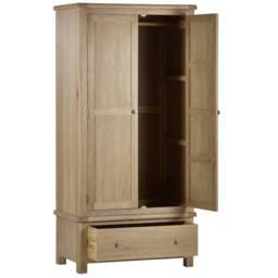 Cheshire Premium Hudson Limed Oak 2 Door & 1 Drawer Wardrobe in Limed Oak in Light Oak - thumbnail 2