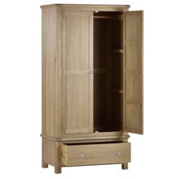 Cheshire Premium Hudson Limed Oak 2 Door & 1 Drawer Wardrobe in Limed Oak in Light Oak - thumbnail 4