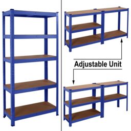 House of Home Steel Racking Shelving 5 Tier Heavy Duty Garage Storage Racks Shelf Metal Unit in Blue - thumbnail 1