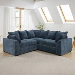 Furnishings For Less UK Colby Blue 5 Seater L Shaped Corner Sofa Fabric - thumbnail 1