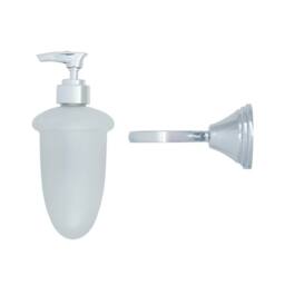 NESTLUNE Frosted Glass Soap Dispenser with Chrome Wall Mount in White - thumbnail 2