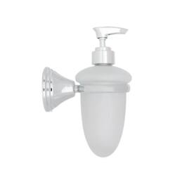 NESTLUNE Frosted Glass Soap Dispenser with Chrome Wall Mount in White - thumbnail 4