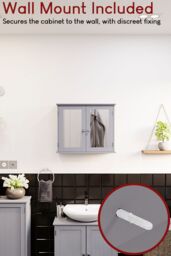 Home Discount Bath Vida Priano 2 Door Mirrored Wall Mounted Cabinet With Shelves Bathroom Storage 470 x 570 x 180 mm in Dark Grey - thumbnail 4