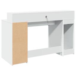 Berkfield Home Desk with LED Lights White 140x55x91 cm Engineered Wood - Size: 140 x 55 x 91 cm - thumbnail 8