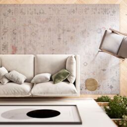 Kukoon Beige Vintage Distressed Traditional Persian Style Area Rug in Light Beige - Size: 120 cm x 170 cm - thumbnail 3