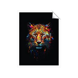 "Warren Reed - Designer Splashart Leopard Face Unframed Art Print - Size: W24"" x H36""" - thumbnail 1